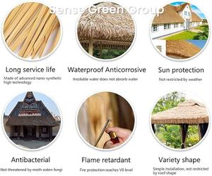 Tuiles de toiture en chaume <span class=keywords><strong>synthétique</strong></span> écologique Sense Green en plastique PE PVC, durables et ignifuges, vente en gros d'usine - Product Image 3