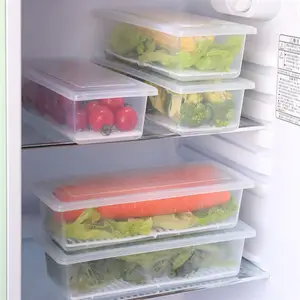 ロゴキッチン冷蔵庫オーガナイザーケース取り外し可能なドレンプレートトレイ果物を保つ肉魚便利な食品新鮮な収納ボックス