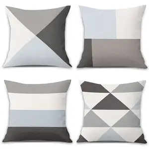 Housse de coussin à rayures grises, taie d'oreiller en Polyester, à motif géométrique, décoration pour la maison, canapé, 45x45cm, 1 pièce