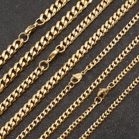 Collier Chaîne Cubaine en Acier Inoxydable Plaqué Or 14k 18k pour Hommes, Bijoux Hip Hop Tendance avec Zircons pour Mariages - Vente en Gros