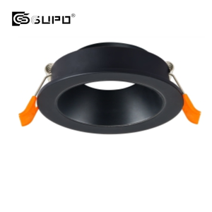 Encadrement de spot encastré fixe, encadrement noir avec insert décoratif imitation bois, anneau de finition à clipser compatible avec les ampoules GU5.3 MR16 GU10 - Product Image 2