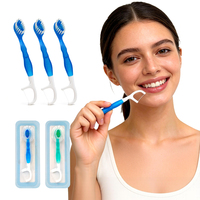 Brosse à dents de voyage jetable 5 en 1 pré-remplie de dentifrice, avec fil dentaire, gratte-langue et poils souples, pour hôtels et compagnies aériennes