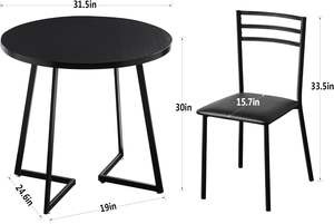 キッチン朝食ヌークリビングルーム用クッションチェア付きウッドラウンドダイニングテーブルセット - Product Image 2