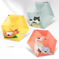 Mini parapluie pliable OEM en forme de chat mignon, à 5 plis, avec taux de blocage UV 99%, parapluie pliant, manuel