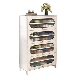 ตู้รองเท้าสีขาวทันสมัย 4 ลิ้นชัก ชั้นวางเก็บของกันฝุ่น สำหรับทางเข้าห้องโถง ดีไซน์แบบตั้งพื้น ความจุขนาดใหญ่ - Product Image 3