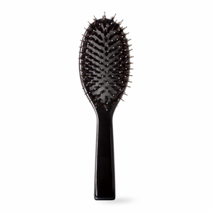 Brosse à coussin en bois noir brillant avec poils de porc-épic en nylon ionique et sanglier pur 100% pour démêler et faire briller - Product Image 1