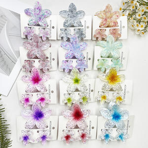 MIO Offre Spéciale fleur cheveux griffe pinces ensembles 3 pièces/ensembles coloré frangipanier cheveux griffe mode filles en plastique fleur petite griffe pince - Product Image 2