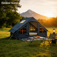 Tente de glamping gonflable de luxe pour 3-4 personnes - Tente cabane imperméable à montage automatique avec moustiquaire EU