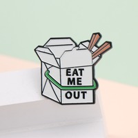 Pin Esmaltado de Humor Adulto con Diseño de Caja de Comida para Llevar, Broche de Humor Adulto