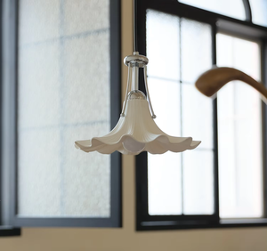 Lampadario Bauhaus a Fiore di Magnolia, Design Mid-Century, Lampada a Sospensione <span class=keywords><strong>LED</strong></span> in Ceramica e <span class=keywords><strong>Filo</strong></span> Metallico Argento di Alta Gamma per Ristoranti e Cucine - Product Image 5