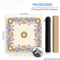 Tapis de Mahjong 33'' en Néoprène, Tapis de Table de Mahjong Américain, Impression Florale Personnalisée de Luxe, Prix d'Usine