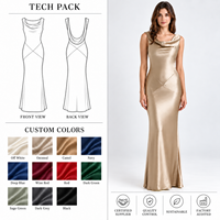 Robe longue en satin à col drapé et dos nu pour femme, vente en gros, couleurs personnalisées OEM ODM, robe de soirée, fabricant de marque privée, fournisseur B2B