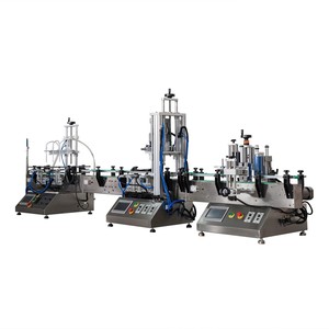 Ligne de machines automatiques de remplissage, de bouchage et d'étiquetage pour bouteilles rondes de whisky, de liqueur, de savon liquide et de produits de bureau. - Product Image 4