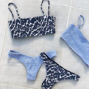 Maillot de bain micro bandeau grande taille pour femme avec tissu respirant à séchage rapide, bas de maillot dos nu en V, design imprimé sans couture - Product Image 3