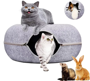 Nuevo diseño de accesorios para productos para mascotas, fieltro lavable personalizado, juguete para gatos, Donut, túnel para gatos, cama, Donut, cueva para gatos - Product Image 3
