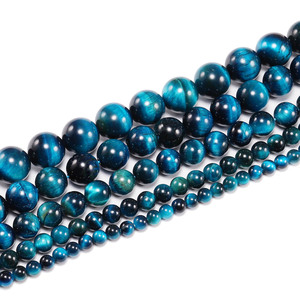 Cuentas redondas de ojo de tigre azul natural, cuentas sueltas de piedra para hacer joyas, pulseras, collares, accesorios de bricolaje - Product Image 2