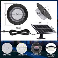 Plafonnier LED Extérieur Étanche IP65, Lampe Suspendue Solaire 5W avec Panneau Solaire pour Jardin Terrasse, Éclairage Suspendu en PC/Plastique