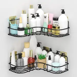 Nessuna Perforazione Angolo Doccia Caddy Shelf Nero Mensola del Bagno di Stoccaggio Organizzatore