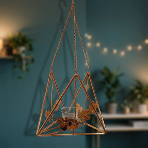 Proveedor Directo de la India, Lámpara Colgante Geométrica con Diseño de Tulipán, de Metal con Acabado en Cobre, para Decoración del Hogar, Oficina o Jardín - Product Image 4