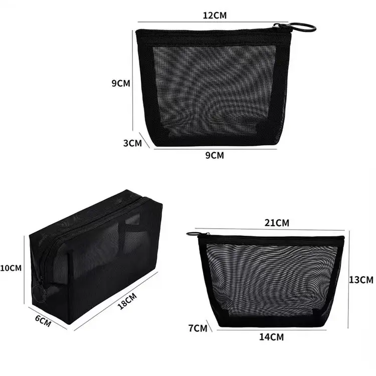 2023 new transparent nylon mesh pouch bag Waterproof custom logo makeup bag for women