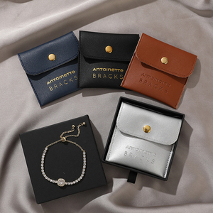 Bolsa de Joyería Portátil de Cuero PU con Logotipo Personalizado y Cierre de Broche para Guardar Aretes, Anillos y Pulseras, Embalaje para Regalos - Product Image 4