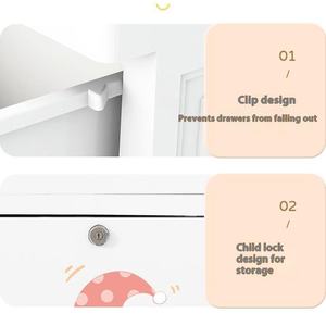 <span class=keywords><strong>Commode</strong></span> à 5 tiroirs 70*38*156CM avec serrures pour vêtements de bébé, <span class=keywords><strong>armoire</strong></span> de rangement en plastique imprimé ours, tiroirs mobiles, écologique - Product Image 4