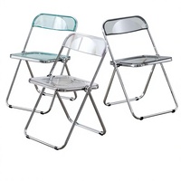 Chaise de salle à manger pliable en plastique transparent avec dossier épaissi, design moderne et minimaliste, mobilier de maison pour bureau, table d'étude, banc