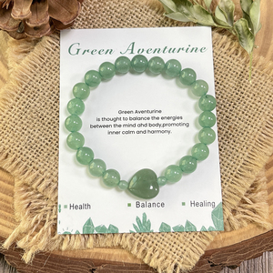 Estilo bohemio, joyería de piedra Natural hecha a mano, pulsera de cuentas de corazón de Aventurina verde Natural para San Valentín - Product Image 1