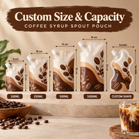 Pochettes souples personnalisées avec bec verseur pour sirop de café, sauces, desserts, pour la vente en gros aux cafés, boulangeries et commerces de détail