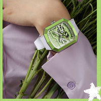 Reloj mecánico transparente RM de lujo 2022 para hombres y mujeres, nuevo diseño cuadrado de esqueleto hueco, correa de cuero, puntero con características de buceo