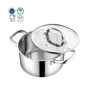 Dreischichtiger 304 Edelstahl Antihaft-Suppentopf mit Glasdeckel Spülmaschinenfest für Suppen & Eintöpfe Induktionsgeeignet - Product Image 1