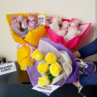 Papier artisanal coréen double face recyclable HUABAN pour fleurs, motif pierre froissée, imperméable, pour bouquets de fleurs faits à la main