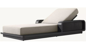 Chaise longue de jardin en aluminium, style unique rotin et métal, pour piscine, fête en plein air, détente, mobilier de plage - Product Image 2