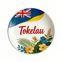 Assiette Souvenir Personnalisée Créative Style Samoa Îles Vierges Tokelau Île de Niue, Céramique Ronde, Design Personnalisé
