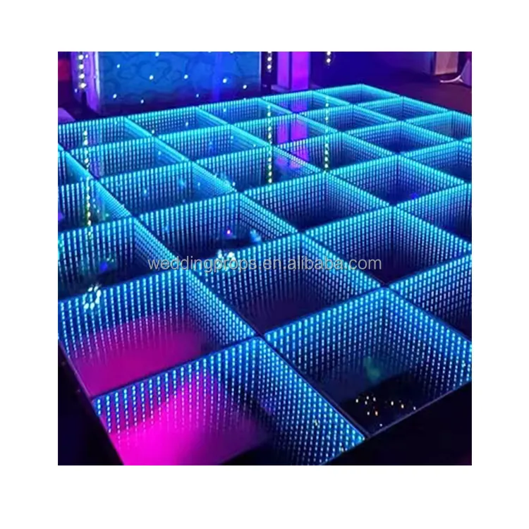 Escenario DE BODA RGB Disco DJ Iluminación Infinity Mirror Illusion 3D LED Dance Floor Tiles para fiesta