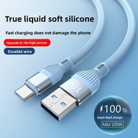 Kabel Data Tipe-C Pengisian Daya Super Cepat 120W Silikon untuk Ponsel, Kompatibel dengan Ponsel Vivo