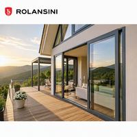 Porte coulissante moderne résistante à l'eau avec poignée en alliage d'aluminium et double vitrage en verre trempé