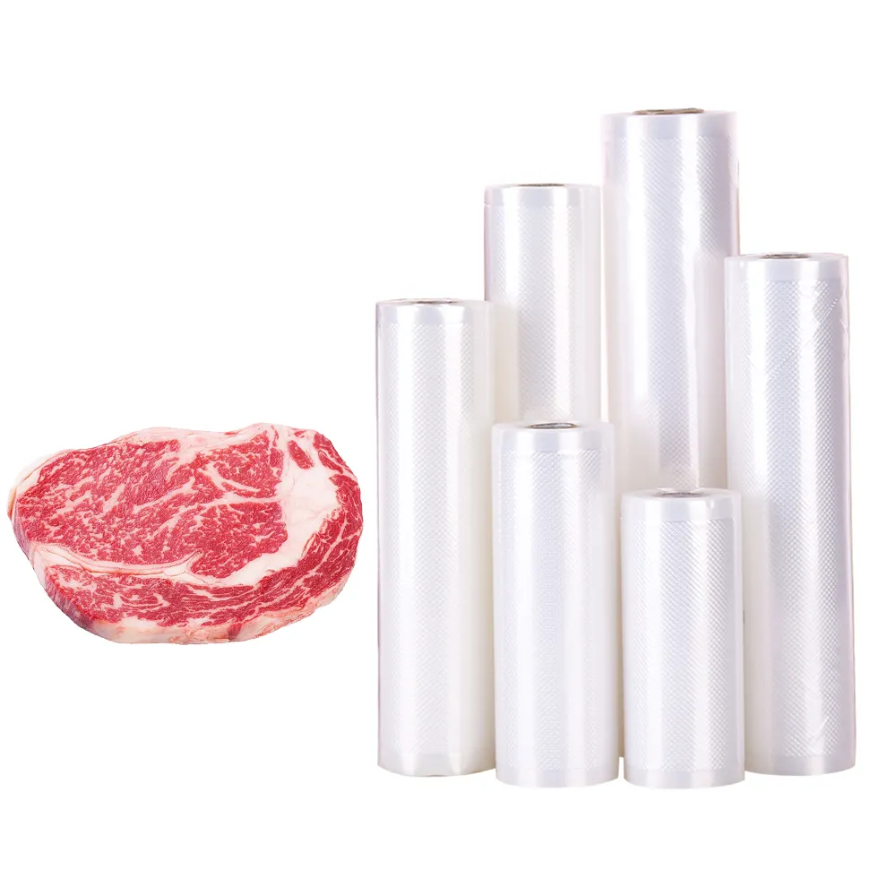 1 Roll MOQ Ready To Ship Embossed Plastic Textured Packaging Food Saver Vacuum Sealer Bags Rolls