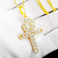 Bijoux fantaisie nouveaux pendentifs croix Ankh en zircon cubique glacé personnalisé pour homme
