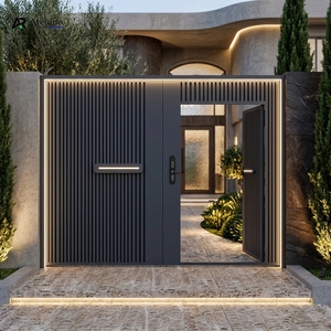 Porte d'entrée moderne en aluminium à lattes Archino |   Porte d'entrée intelligente pour villa <span class=keywords><strong>avec</strong></span> accès piétonnier - Product Image 2