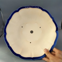Pot de bonsaï bleu vif émaillé en forme de lotus