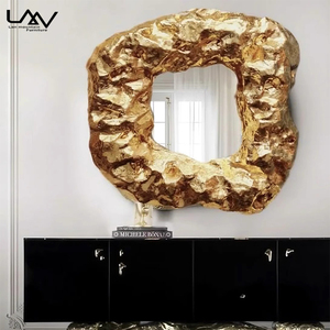 Thiết Kế Phong Cách Phòng Ngủ Cloakroom Sang Trọng Trang Trí Gương Khách Sạn Biệt Thự FRP Khung Với Kính Vàng Giọng Gương Đồ Nội Thất - Product Image 5