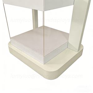 Vitrina Moderna con Marco de Madera y Vidrio, Exhibidor de Piso con Luces Interiores y Estantes para Cosméticos - Product Image 6