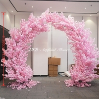 FT001 Nuevo Arco de Flores de Cerezo Artificiales de Seda Rosa de 3 Metros de Altura, 2 Piezas, para Decoración de Entrada de Ceremonias de Boda