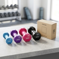 Vente en gros d'exercice de fitness en néoprène enduit de vinyle jeu d'haltères à tremper