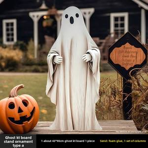 Grand fond thème citrouille pour entrée extérieure KT Board Décoration d'Halloween <span class=keywords><strong>avec</strong></span> accessoires photo Ornements Fournitures de vacances - Product Image 3