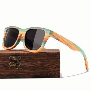 Lunettes de soleil polarisées en bois de bambou, carrées, personnalisées avec logo, pour femmes et hommes, idéales pour le <span class=keywords><strong>skateboard</strong></span> - Vente en gros - Product Image 1