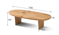 Table basse ovale en bois massif de style nordique raffiné, table à thé vintage inspirée des B&B, design créatif pour salon