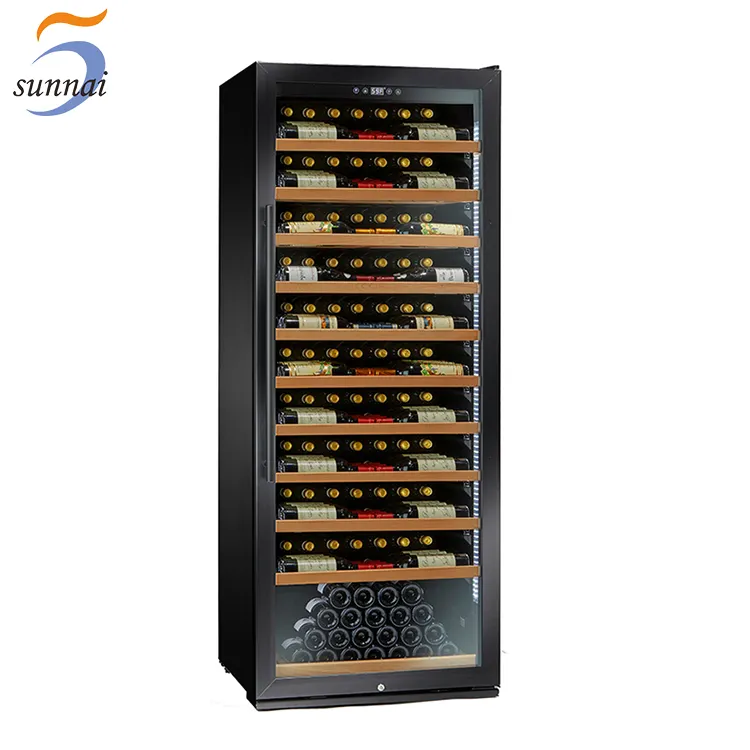 High Quality Manufactures Black 300 Bottles Large Display Dual Zone Compressor Wine Fridge