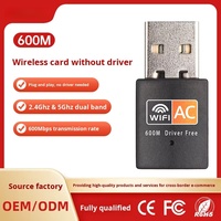 Tarjeta de Red Inalámbrica USB de Doble Banda 600M sin Controladores para Laptop, Receptor de Señal WiFi Externo